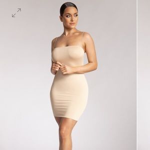 Meshki Mia Nude Thin Strap Bodycon Mini Dress